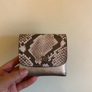 Coach Snakeskin Pattern Wallet in Brown and Cream